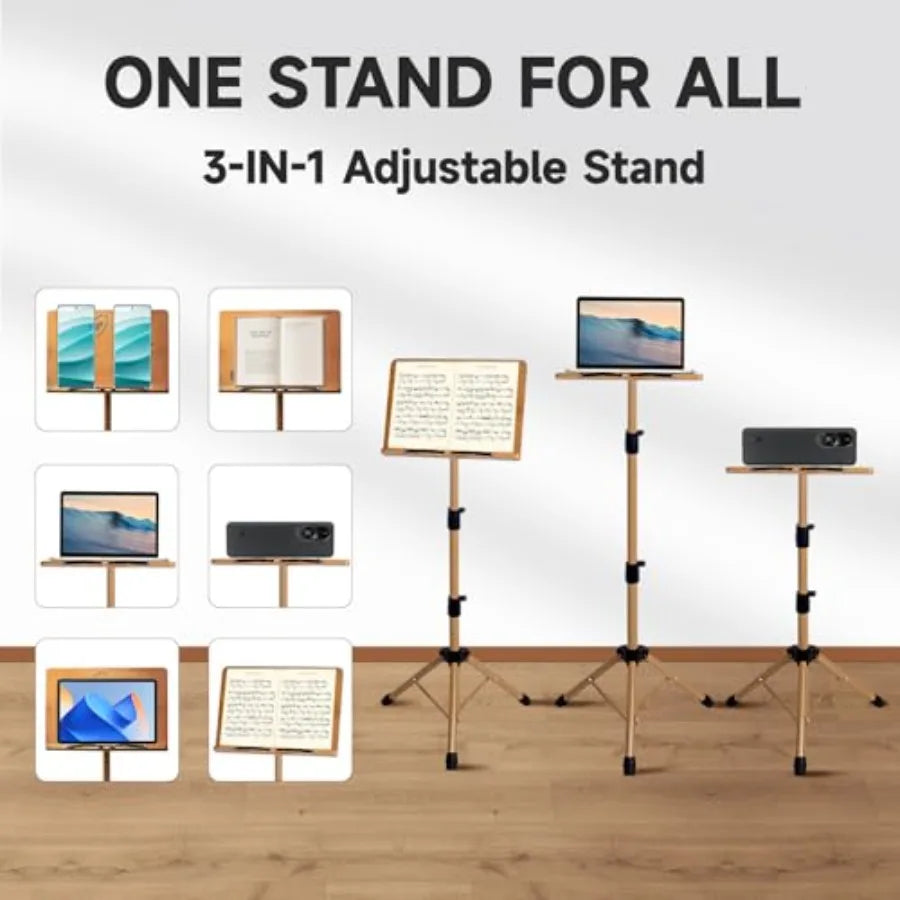 SHXI Portable Music Stand Foldable Wooden Metal Frame Carrying Bag