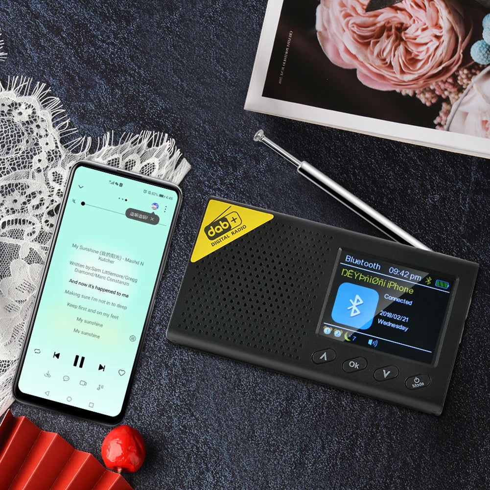 HOSPORT Portable Digital Radio Bluetooth 5.0 DAB FM Receiver Rechargeable