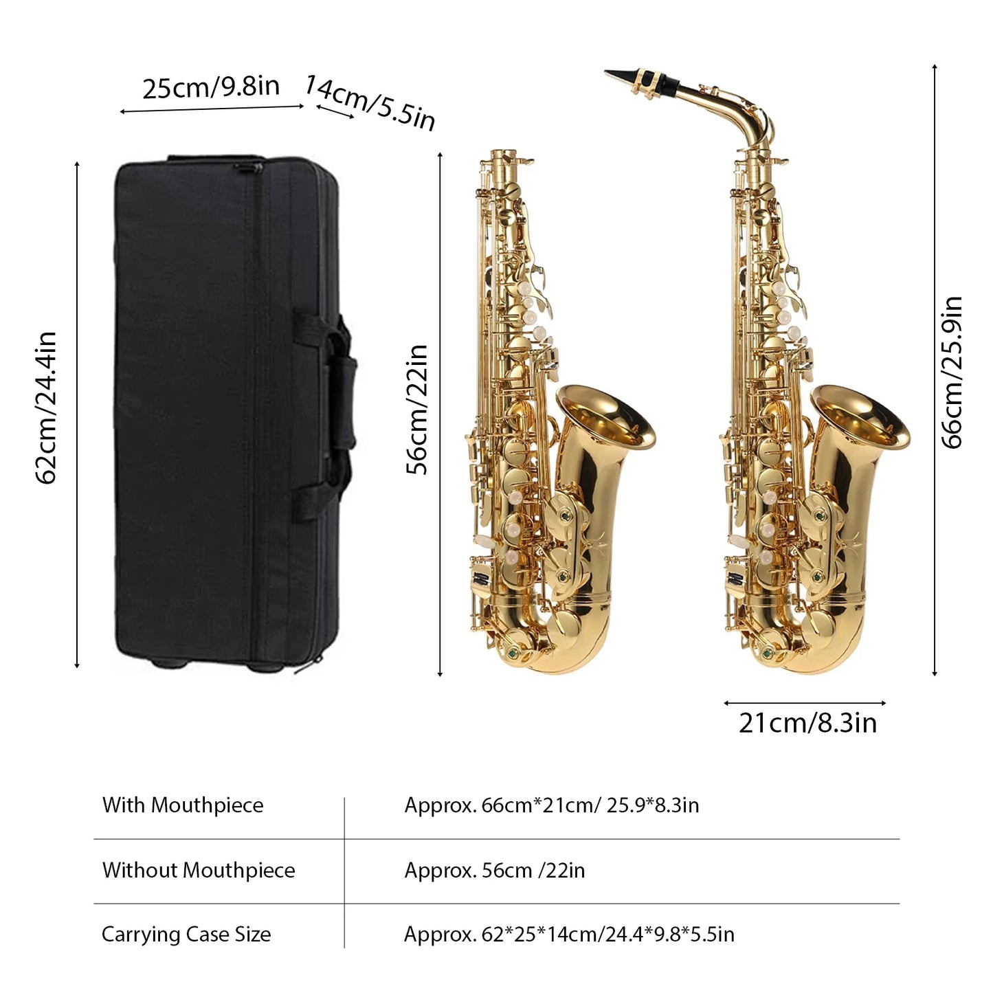 Ammoon Eb Alto Saxophone Professional Brass Lacquered Gold E Flat