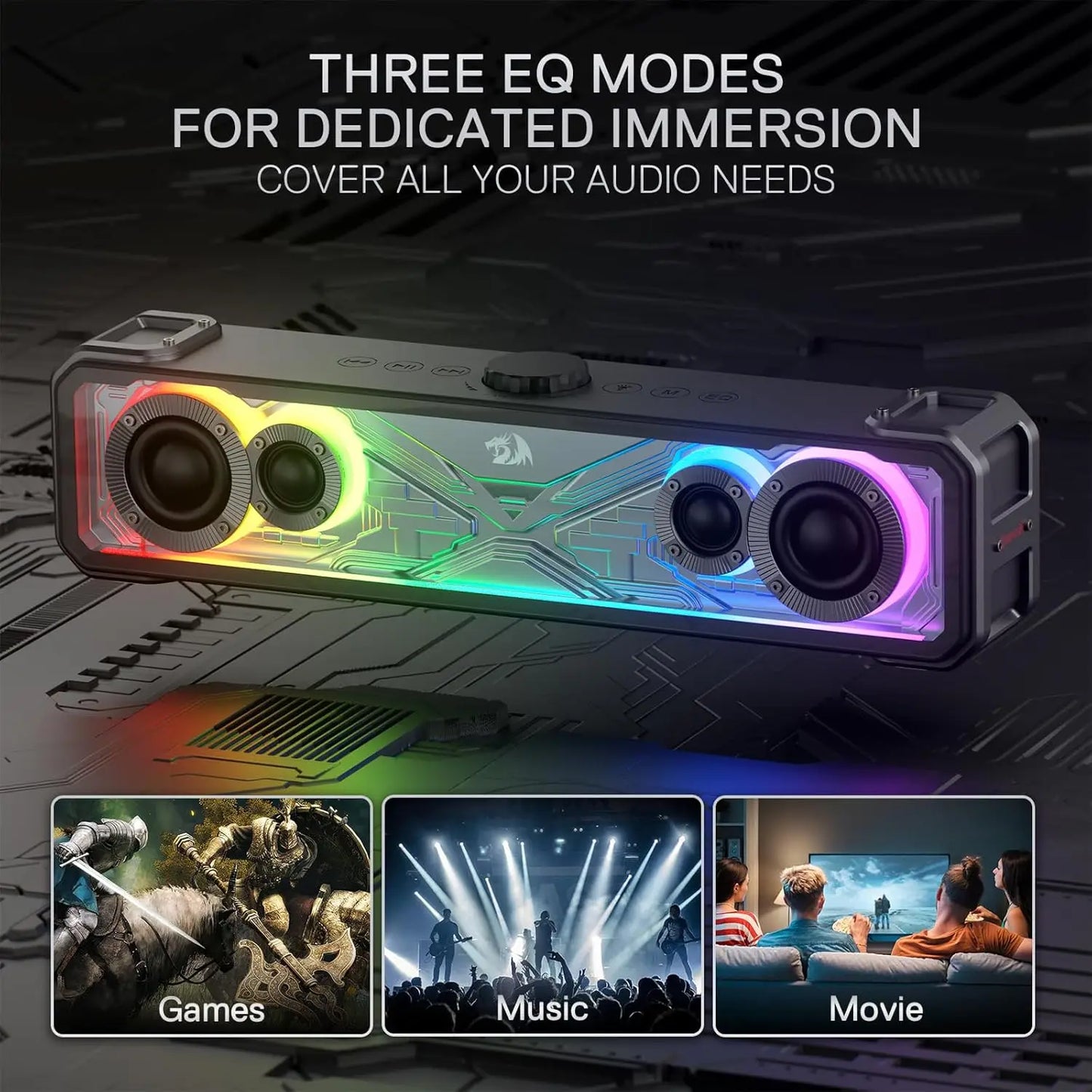 Redragon GS817 RGB 2.0 Channel Stereo Bluetooth Desktop Speakers
