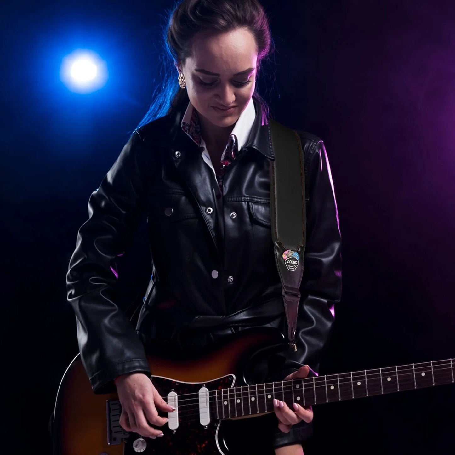 LEKATO 3D Sponge Guitar Strap LGS-1 Adjustable With 6 Picks