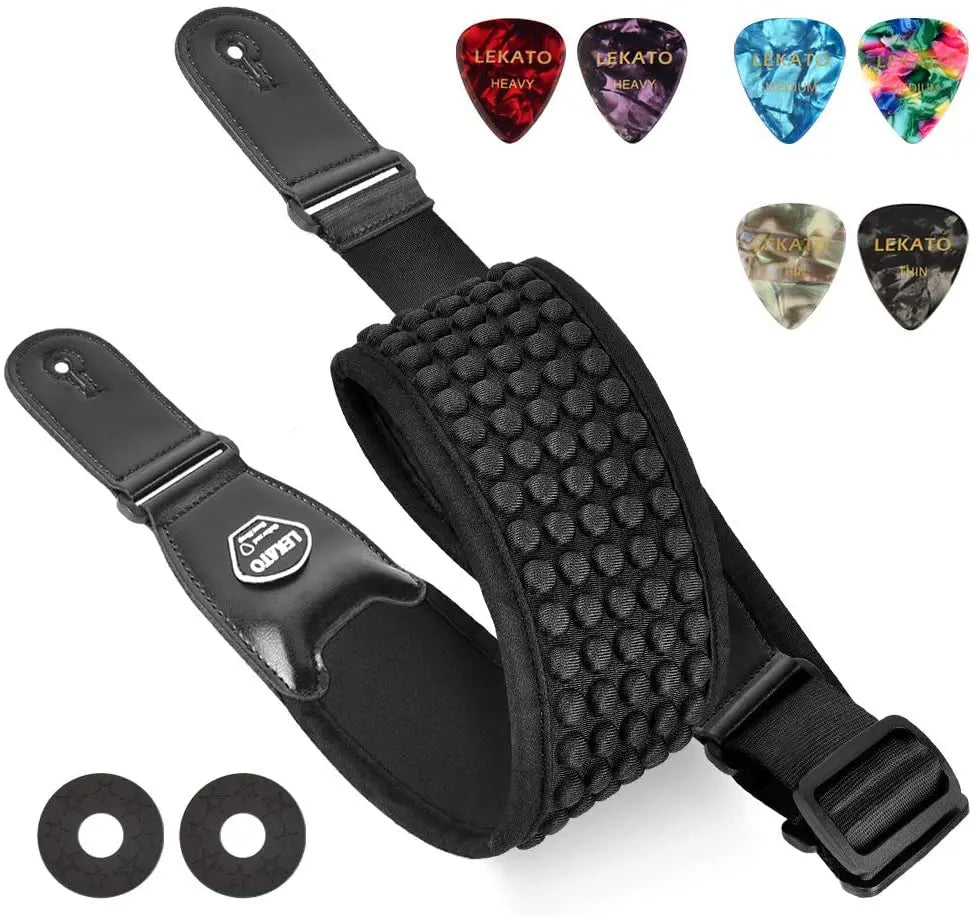 LEKATO 3D Sponge Guitar Strap LGS-1 Adjustable With 6 Picks