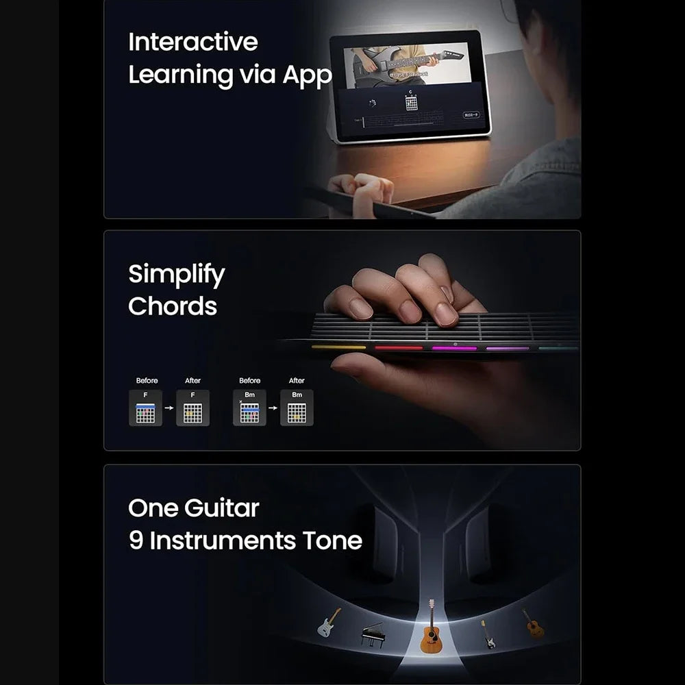 AeroBand Detachable Electric Guitar Pain-Free Silicone String All-in-One 9 Sound Styles Acoustic Bass with mic port