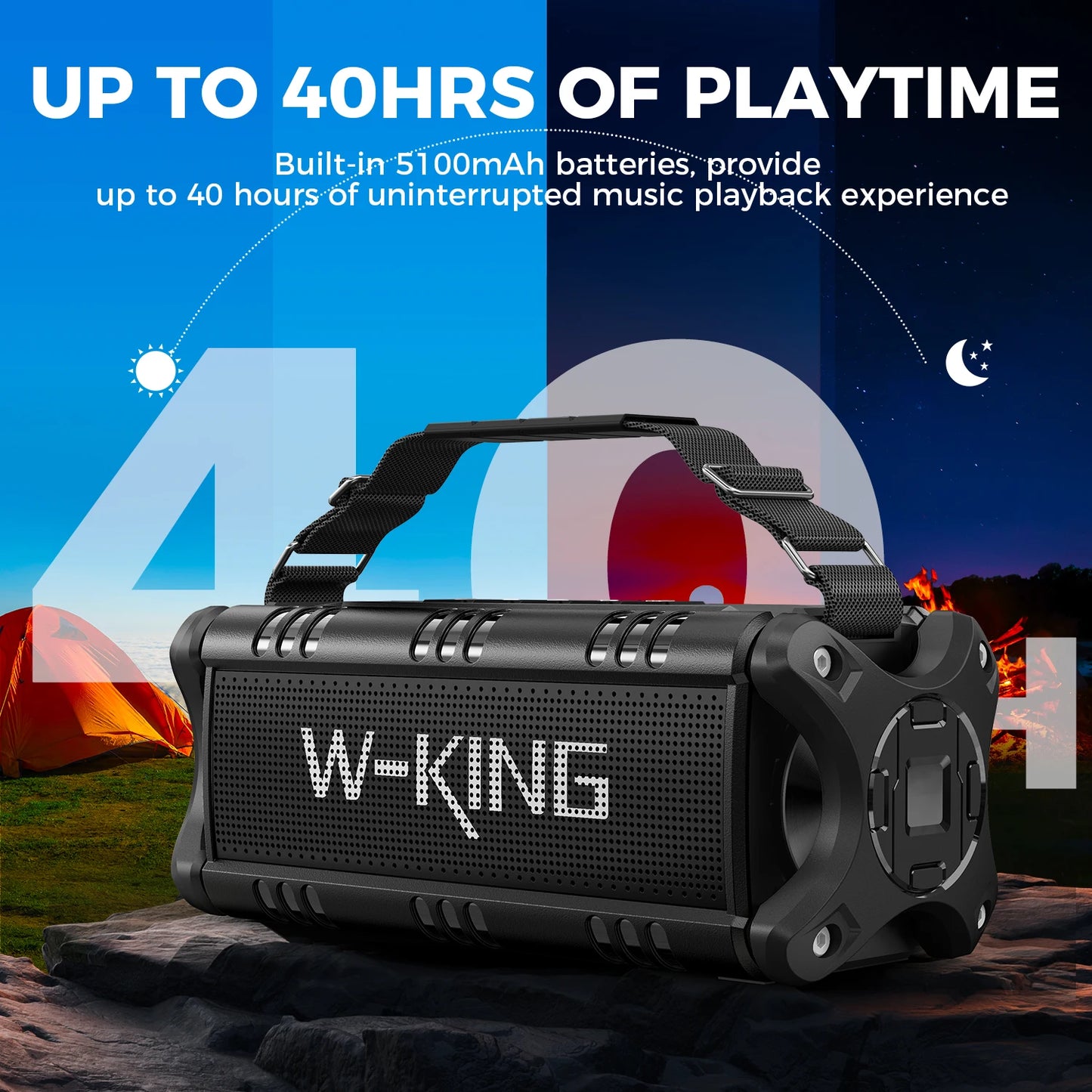 W-King Bluetooth Speaker 90W Peak 50W RMS IPX6 Waterproof Outdoor