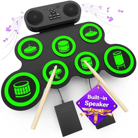 SHXI Electric Drum Set With Dual Speaker Pads And Sticks