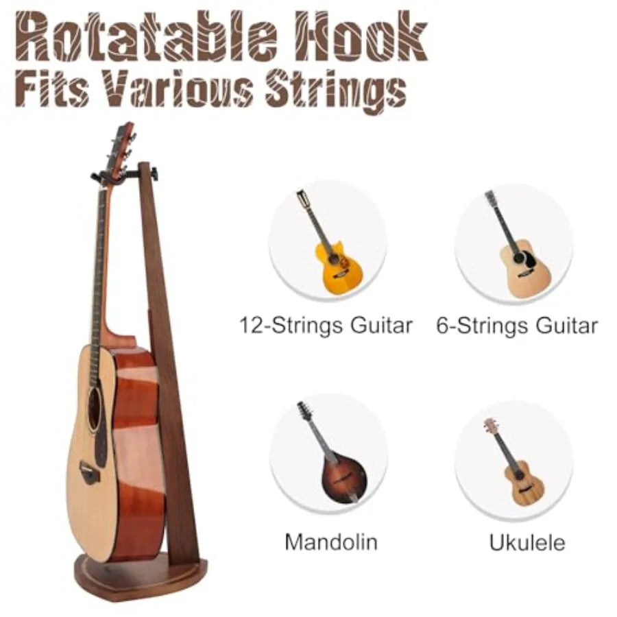 SHXI Acoustic Guitar Stand Floor Walnut Wood With Single Holder