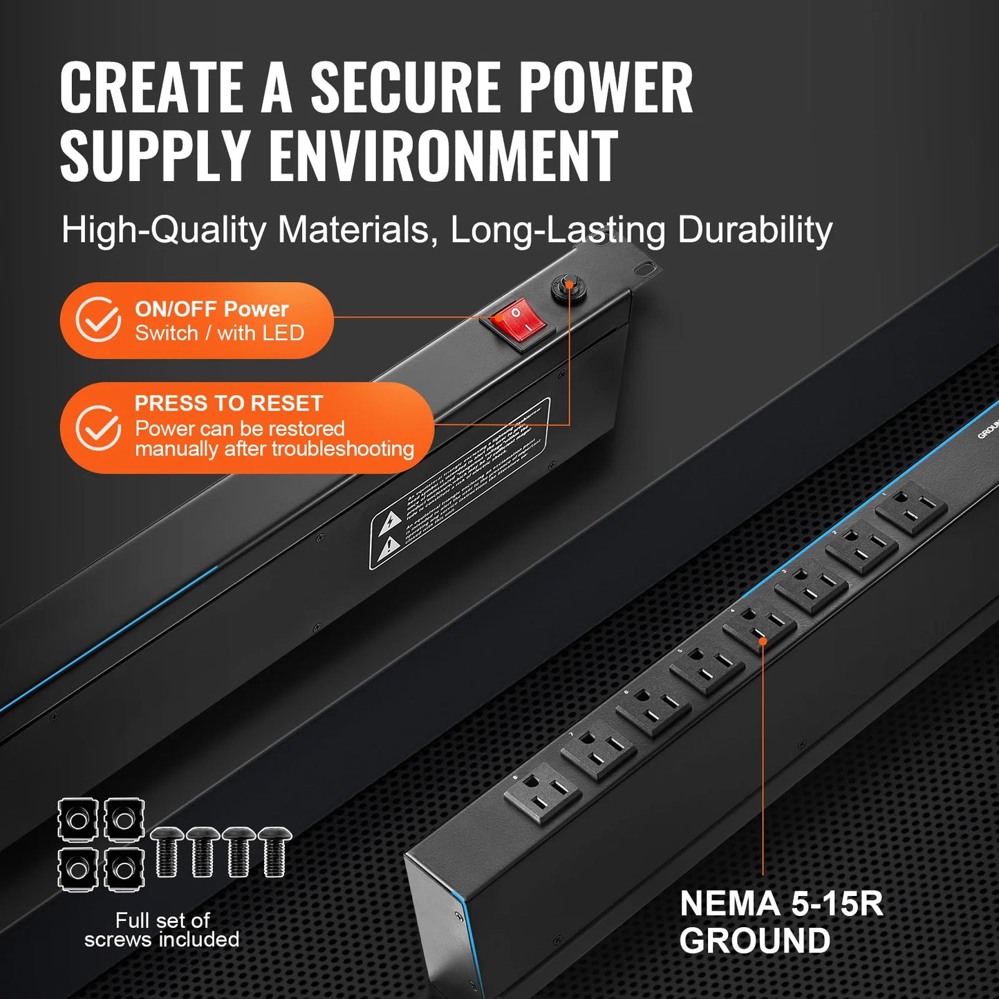 SucceBuy PDU 8 10 12 Outlets Rack Mount Power Strip