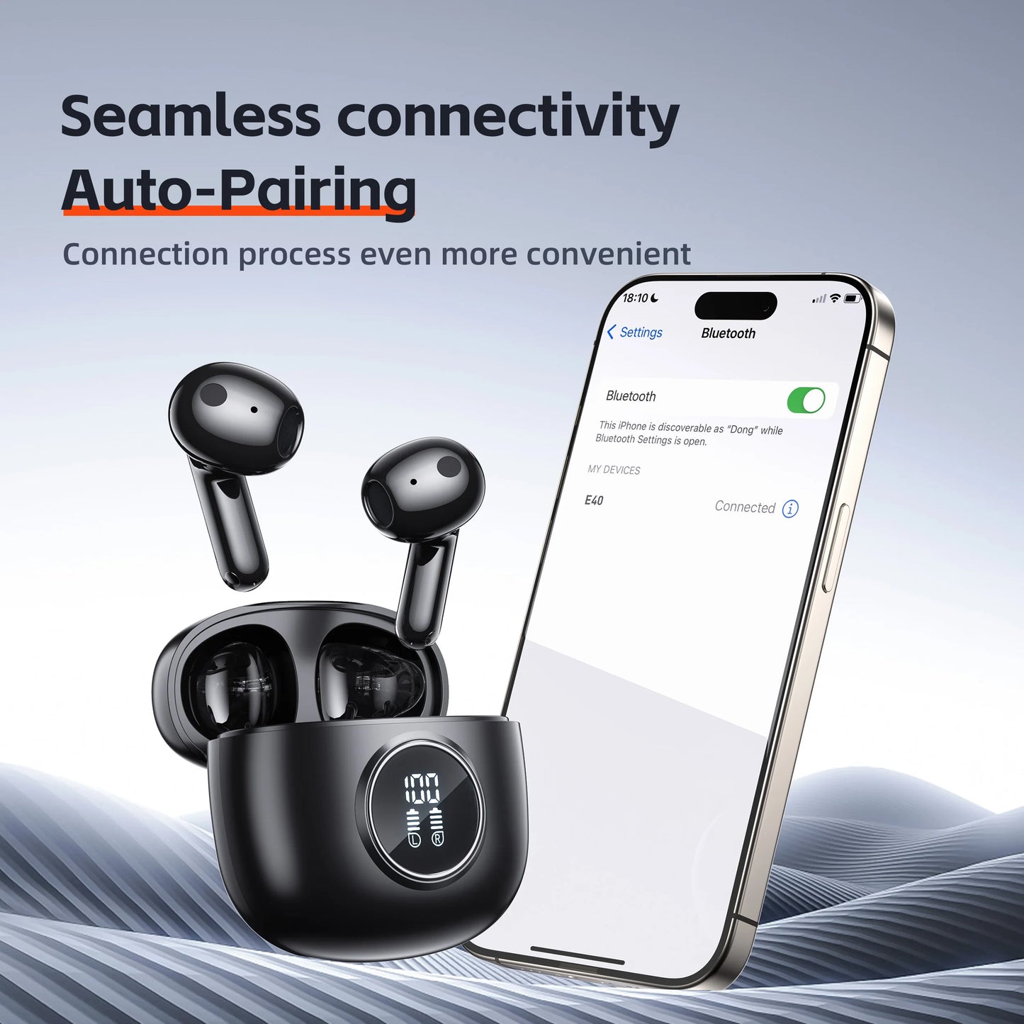 QERE E40 Wireless Earphones Bluetooth 5.3 TWS Low Latency Mics