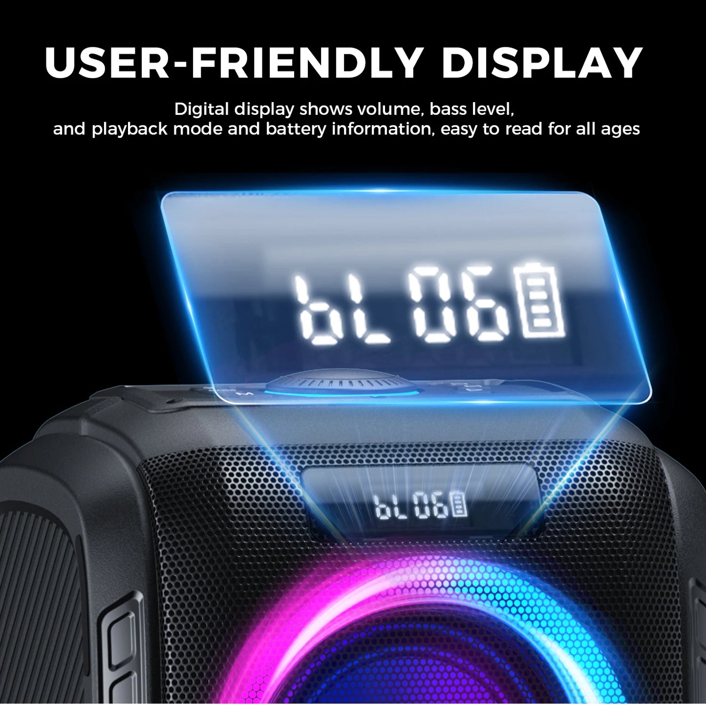 W-King 250W Peak Bluetooth Speaker Boombox 120dB With Bass