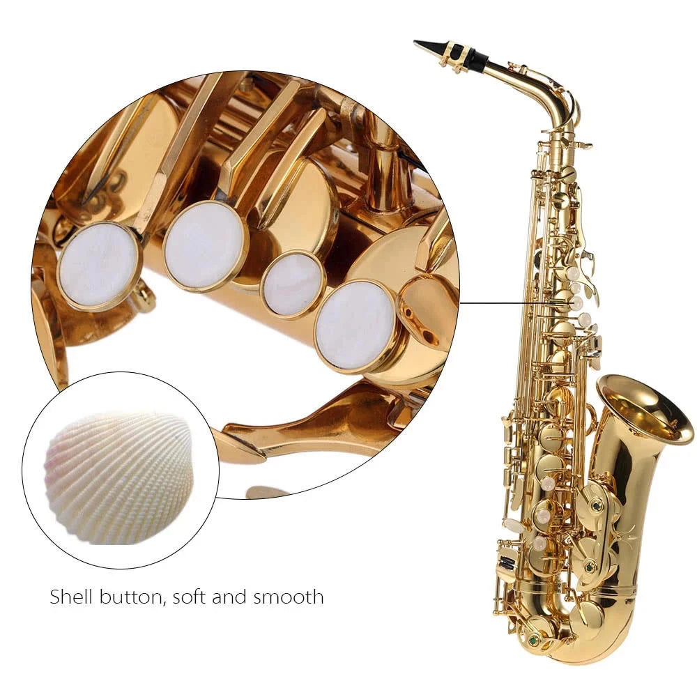 Ammoon Eb Alto Saxophone Professional Brass Lacquered Gold E Flat