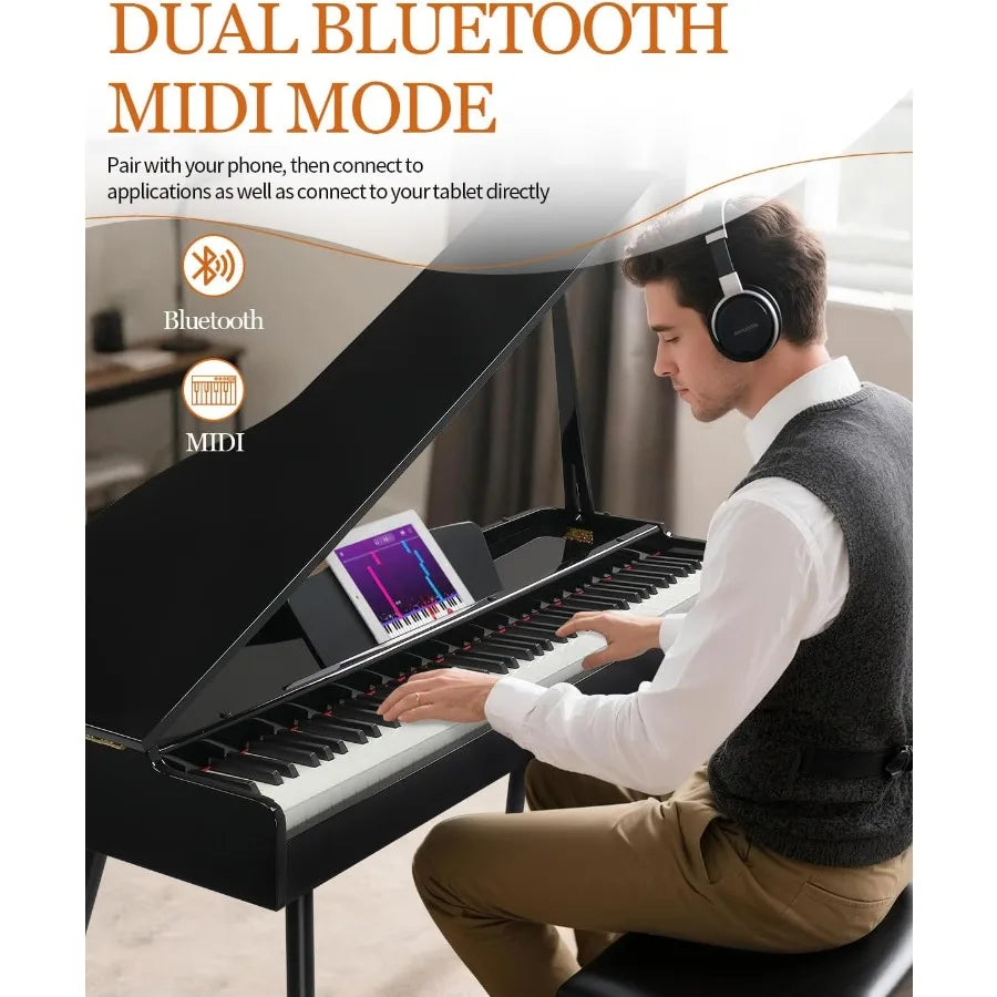 SHXI 88 Key Weighted Action Foldable Digital Keyboard Removable Stand