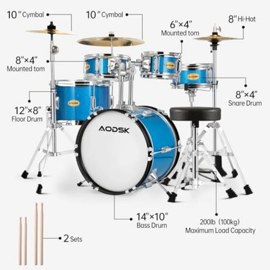 SHXI 5 Piece Drum Set For Beginners With Drumsticks