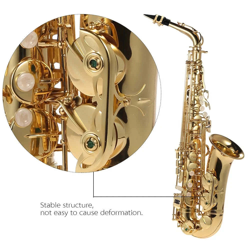 Ammoon Eb Alto Saxophone Professional Brass Lacquered Gold E Flat