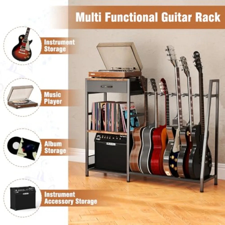 SHXI 6-Slot Guitar Stand Rack Floor Display For Electric Acoustic