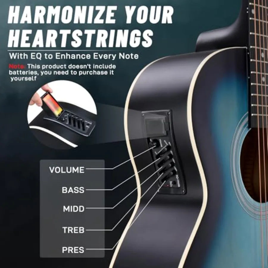 SHXI Acoustic Electric Guitar With 15W Amp Beginner Kit