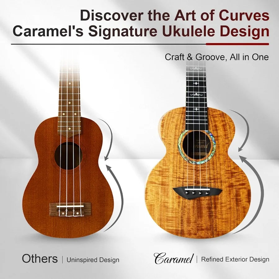 SHXIFingerboard CAG28 Glossy Curly Acacia Concert Ukulele for Beginners