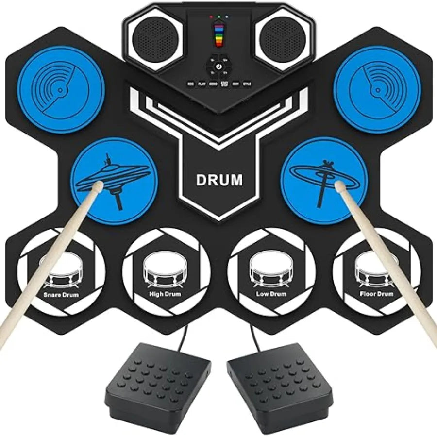 SHXI Electric Drum Set 9 Drums Kit Built-In Speakers