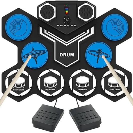 SHXI Electric Drum Set 9 Drums Kit Built-In Speakers