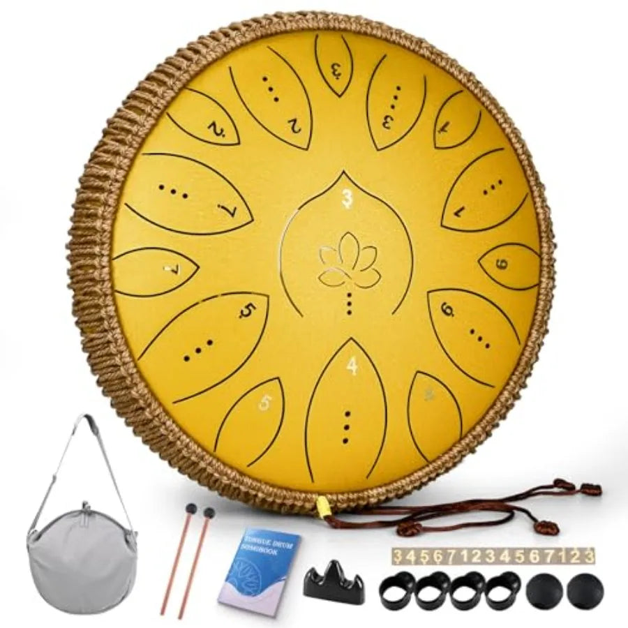 SHXIDrum Steel Tongue Drum 15 Notes Hand Pan Instrument Song Book Mallets
