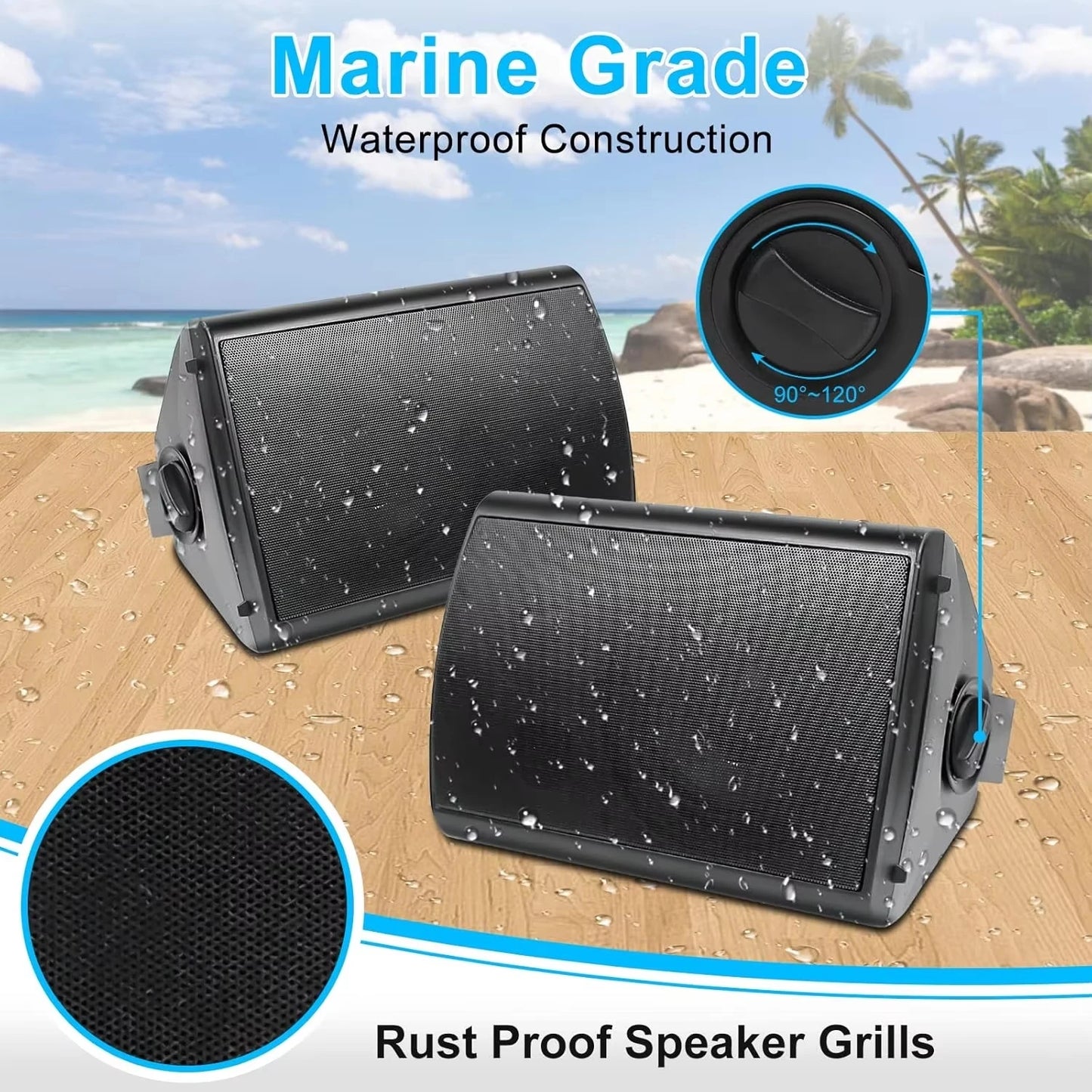 Herdio Two Pack Bluetooth Indoor Outdoor Wall Mount Speakers Waterproof