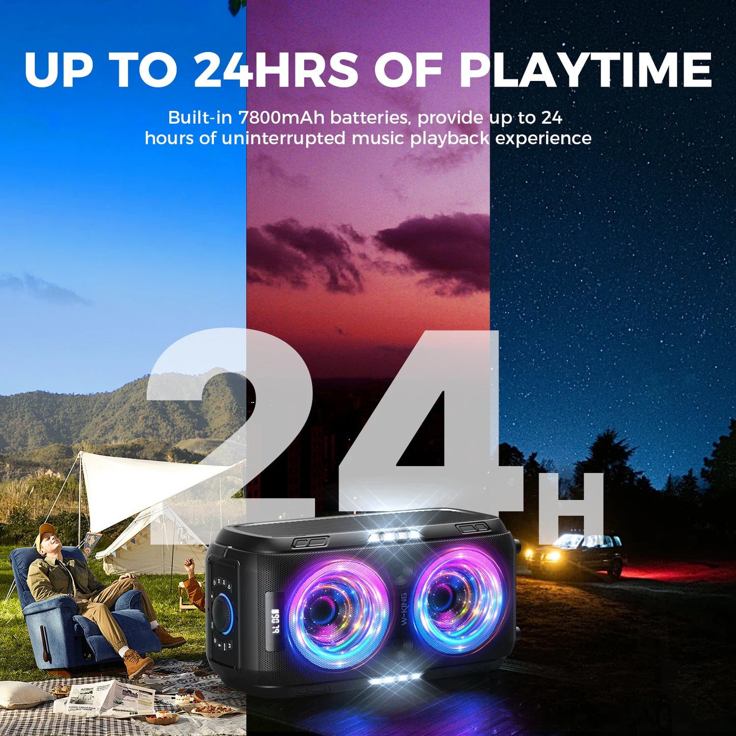 W-King 250W Peak Bluetooth Speaker Boombox 120dB With Bass