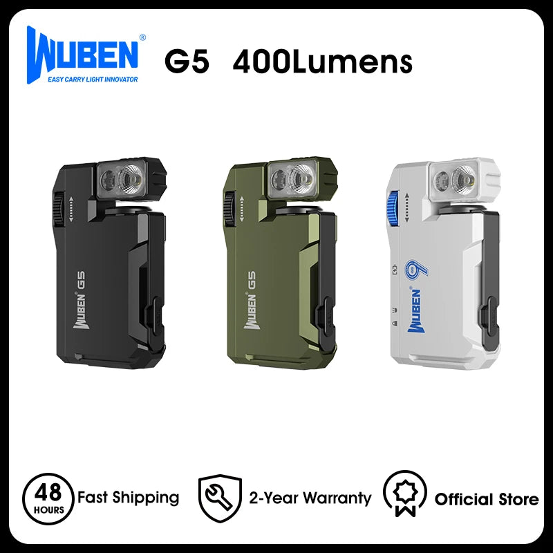 WUBEN G5 Rechargeable EDC Flashlight Rgb Dual Light 400 Lumens