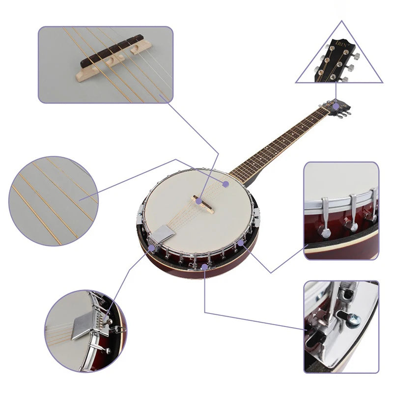 MDUG 6 String Banjo Shabili Wood For Professionals And Beginners