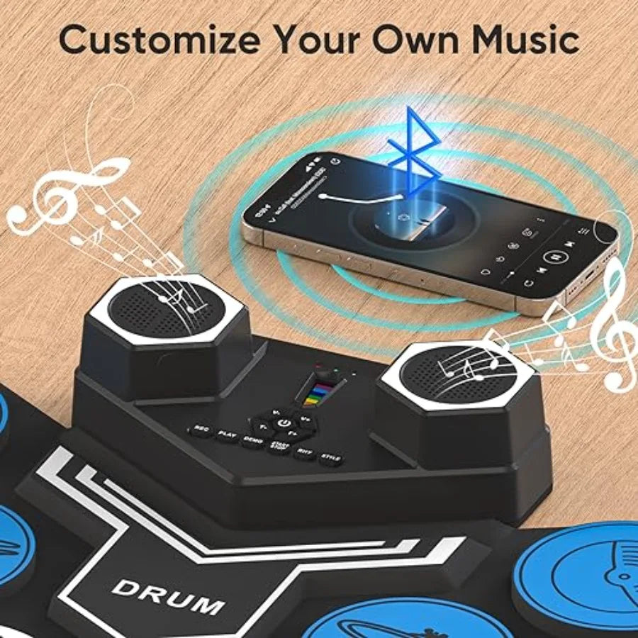 SHXI Electric Drum Set 9 Drums Kit Built-In Speakers