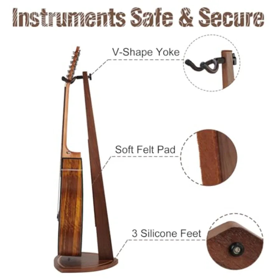 SHXI Acoustic Guitar Stand Floor Walnut Wood With Single Holder