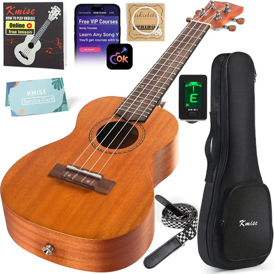 SHXI Walnut Concert Ukulele For Beginners With Free Online Lessons Starter Kit