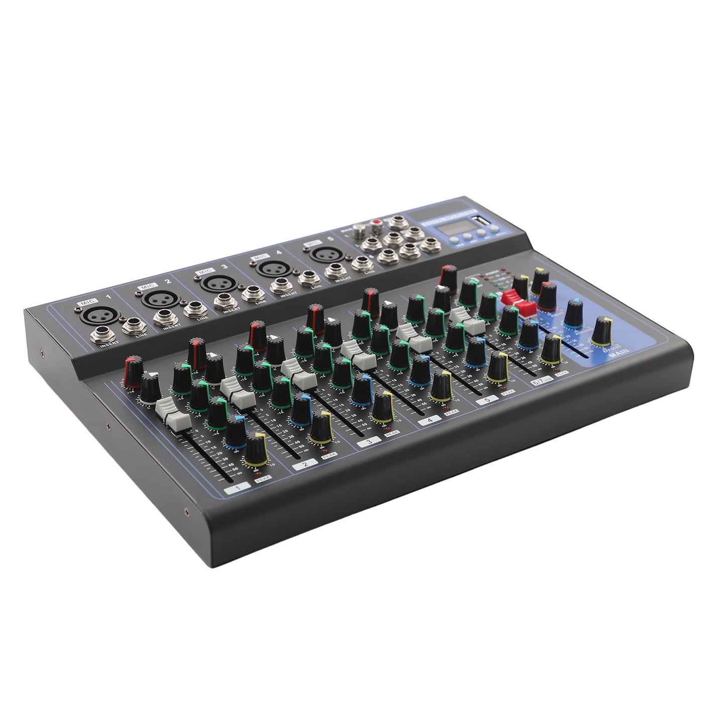 Bymaocar 7 Channel Audio Mixer Console For DJ Webcasting Home