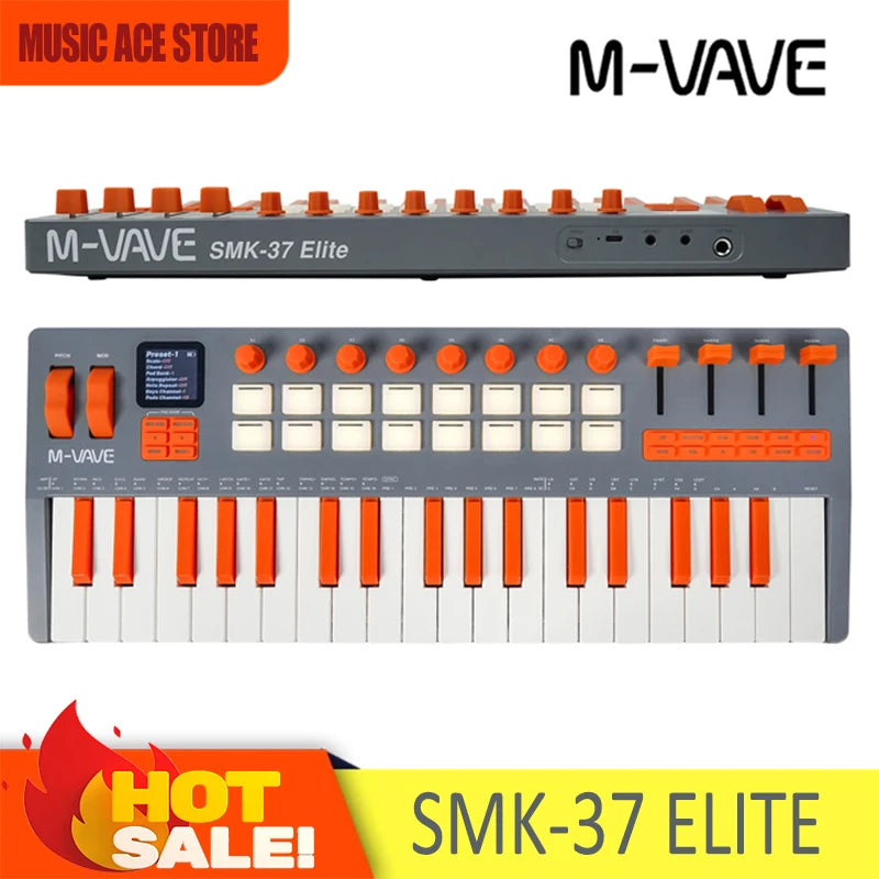 M-VAVE SMK-37 Elite Wireless MIDI Keyboard Controller 37Key Built-in Synthesizer