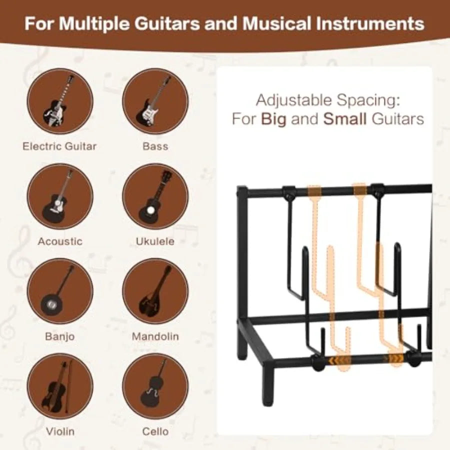 SHXI FourGuitar Floor Stand Two Wood Shelves Amp Holder