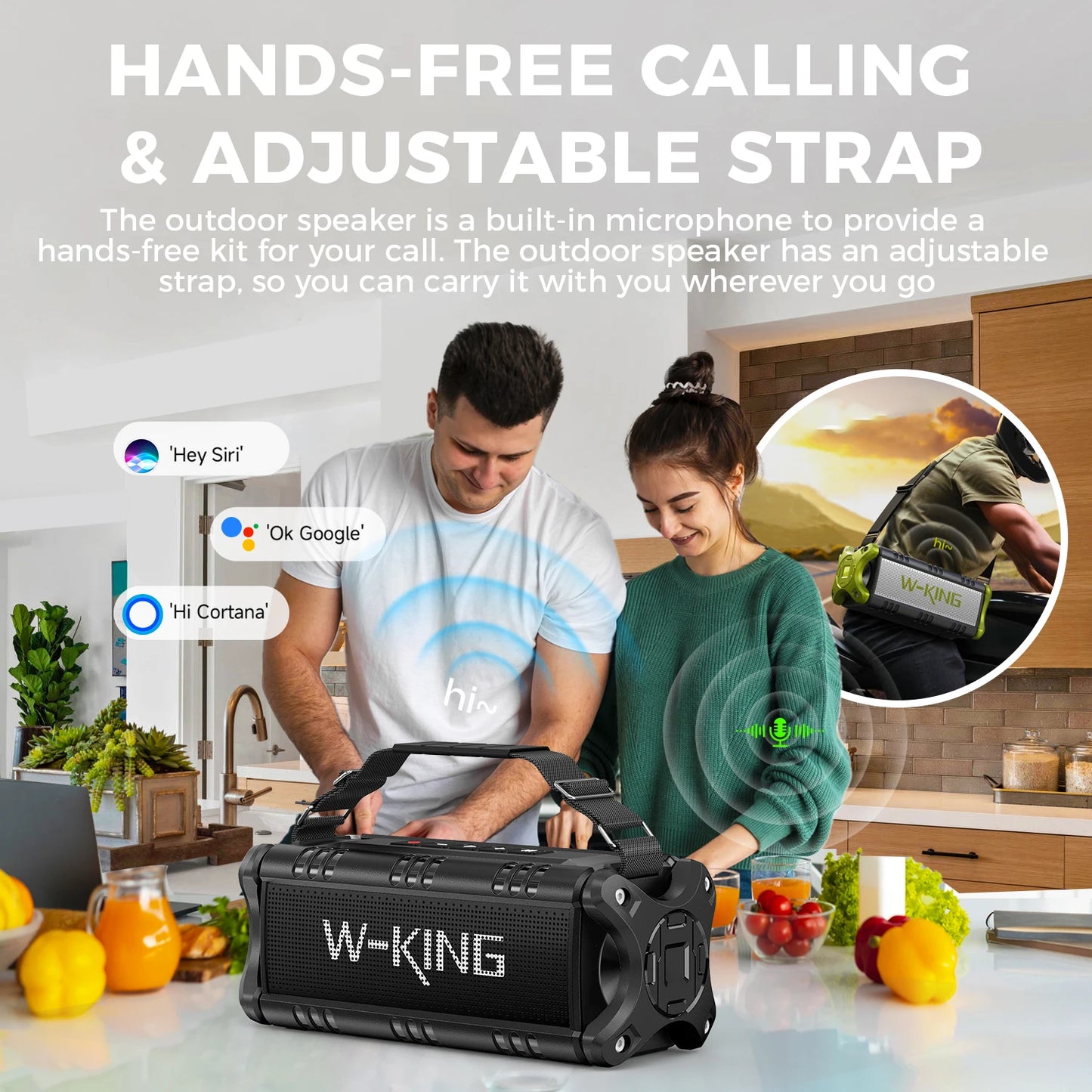 W-King Bluetooth Speaker 90W Peak 50W RMS IPX6 Waterproof Outdoor