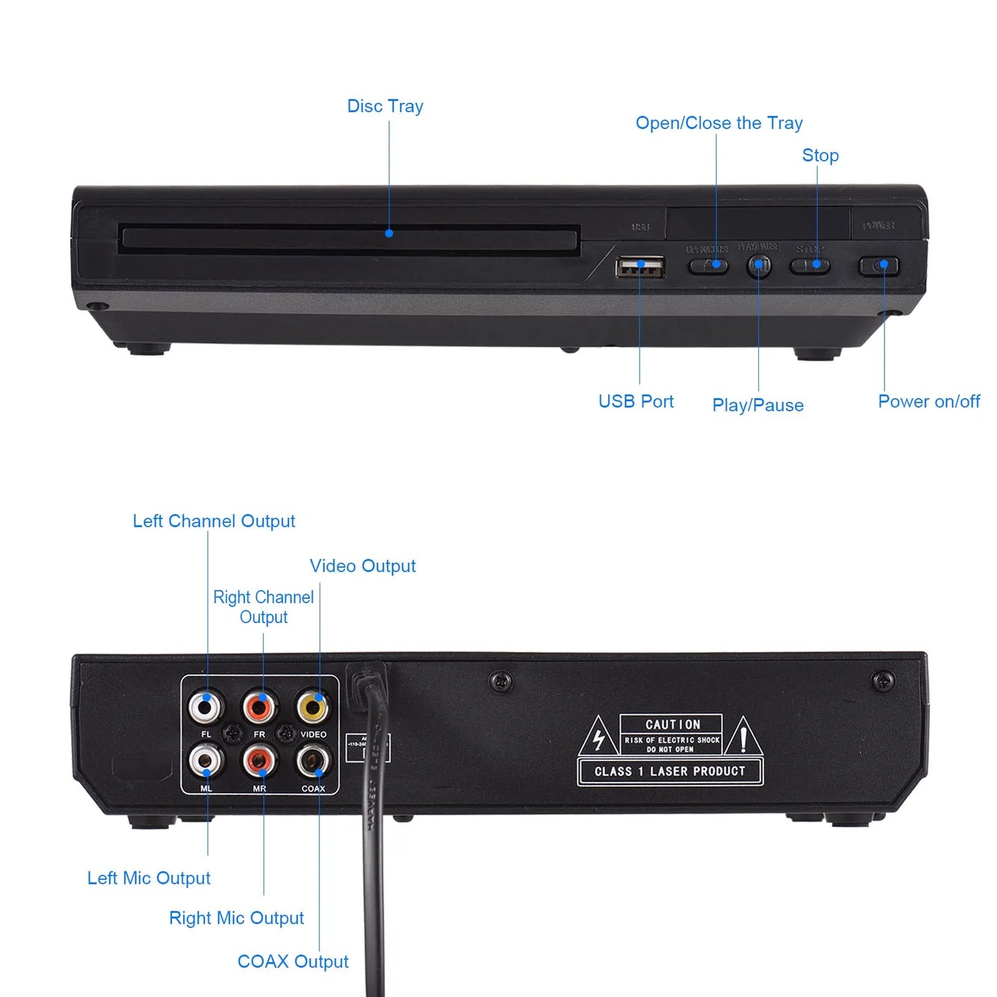 Arealer DVD-225 CD Player With Remote Control AV Output