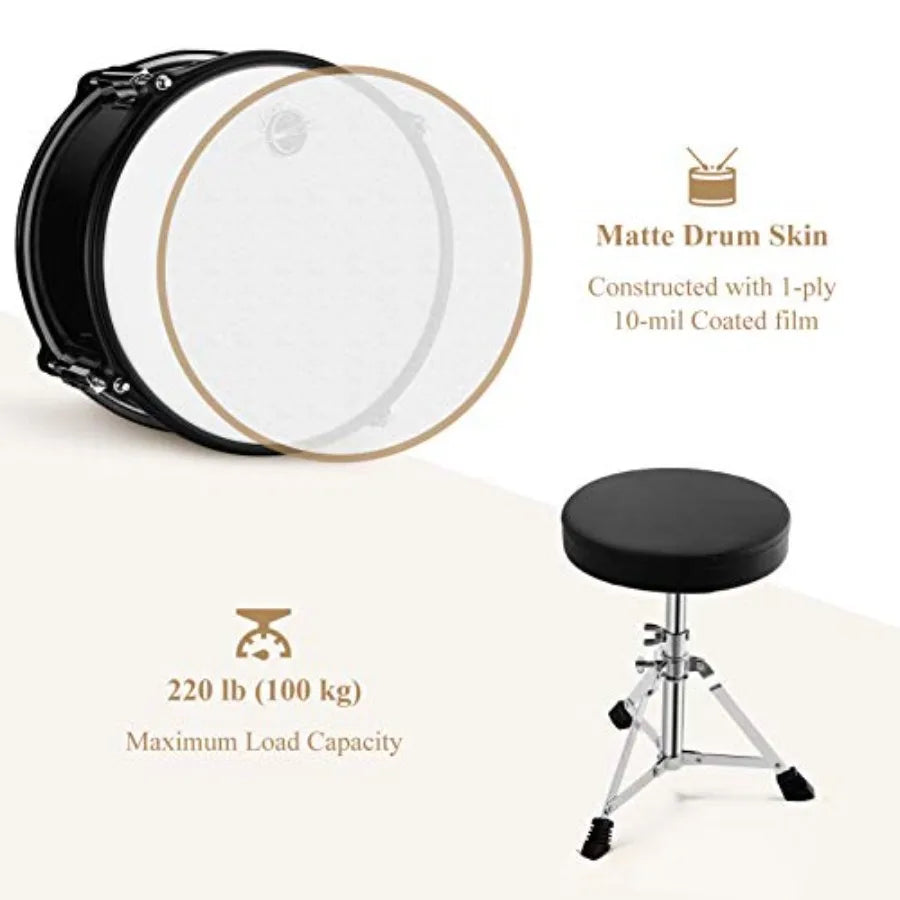 SHXI 5-Piece Junior Drum Kit For Beginners With Adjustable Throne