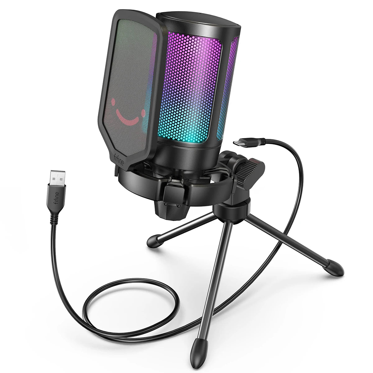 FIFINE Ampligame USB Gaming Microphone With Pop Filter Shock Mount Gain Control
