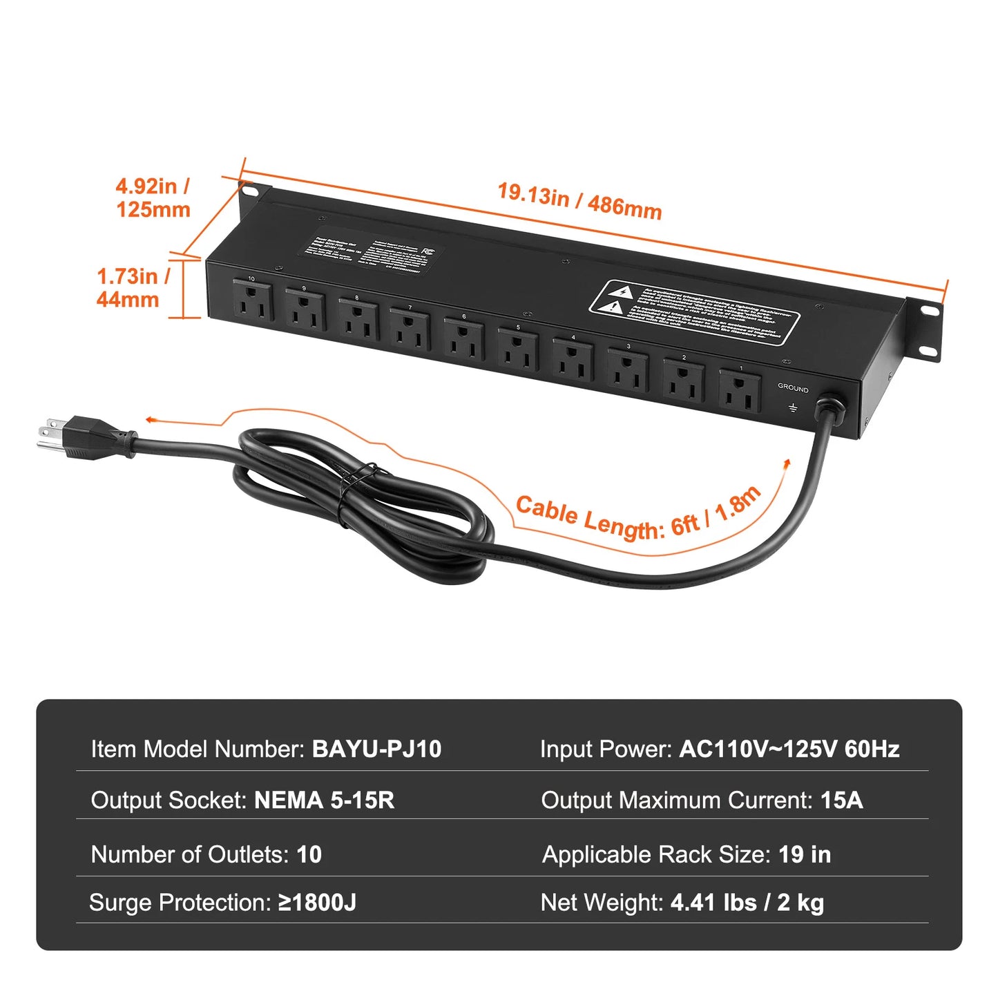 SucceBuy PDU 8 10 12 Outlets Rack Mount Power Strip