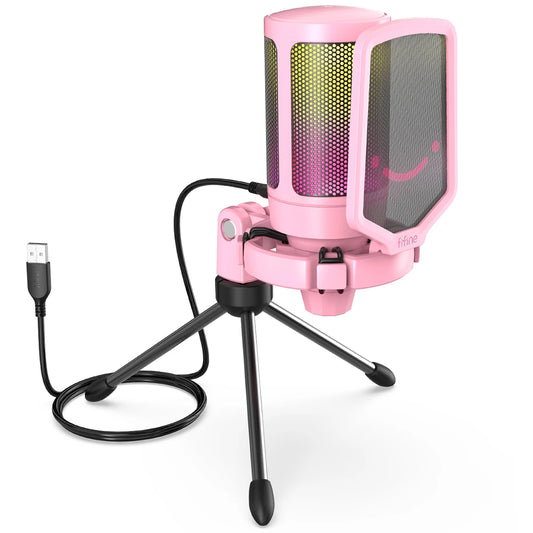 FIFINE Ampligame USB Gaming Microphone With Pop Filter Shock Mount Gain Control