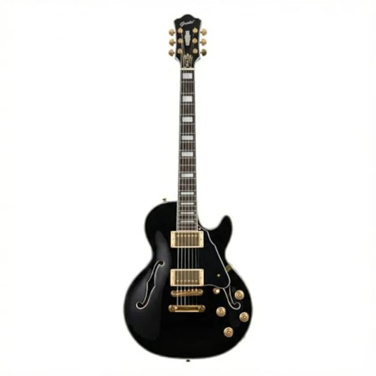 LPF-001 Semi-Hollow Body Electric Guitar with Coils Splitting and Gigbag in Black Color for Live Performance and Practice