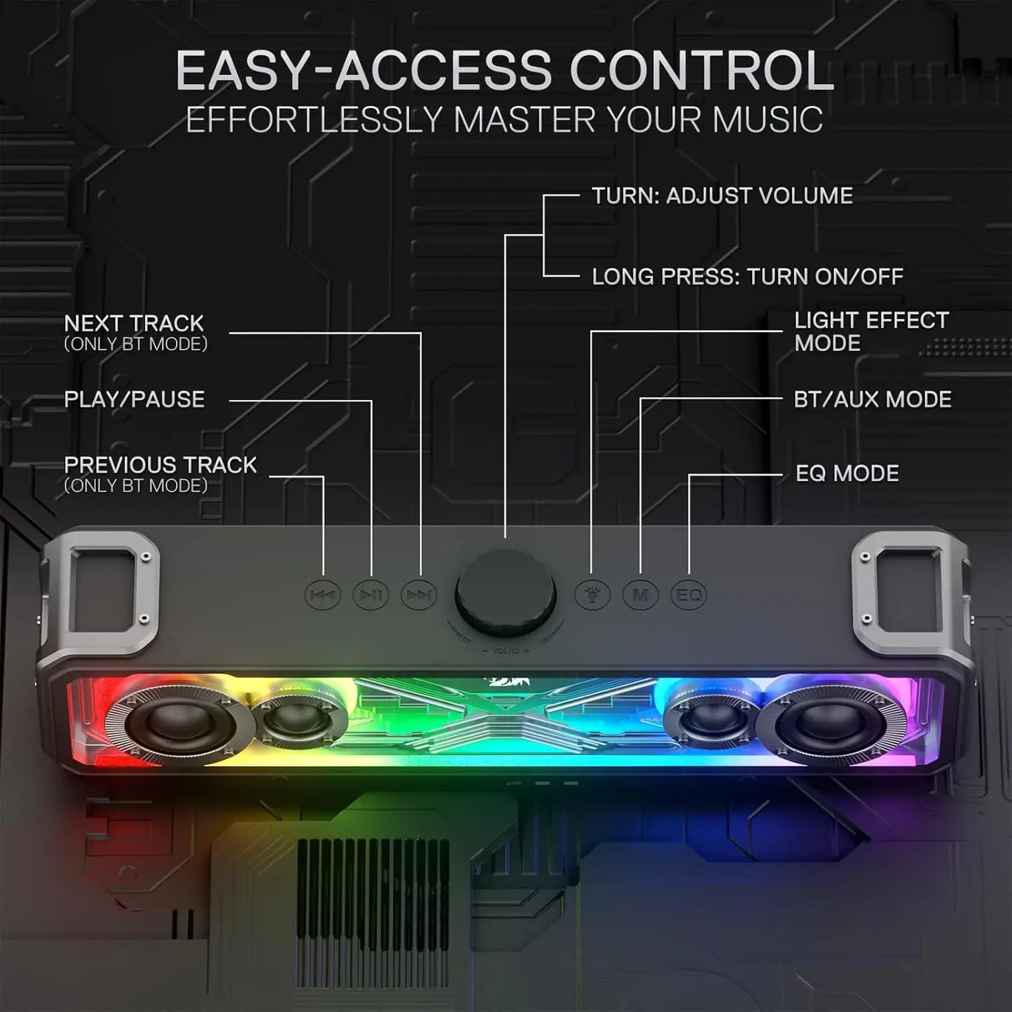 Redragon GS817 RGB 2.0 Channel Stereo Bluetooth Desktop Speakers