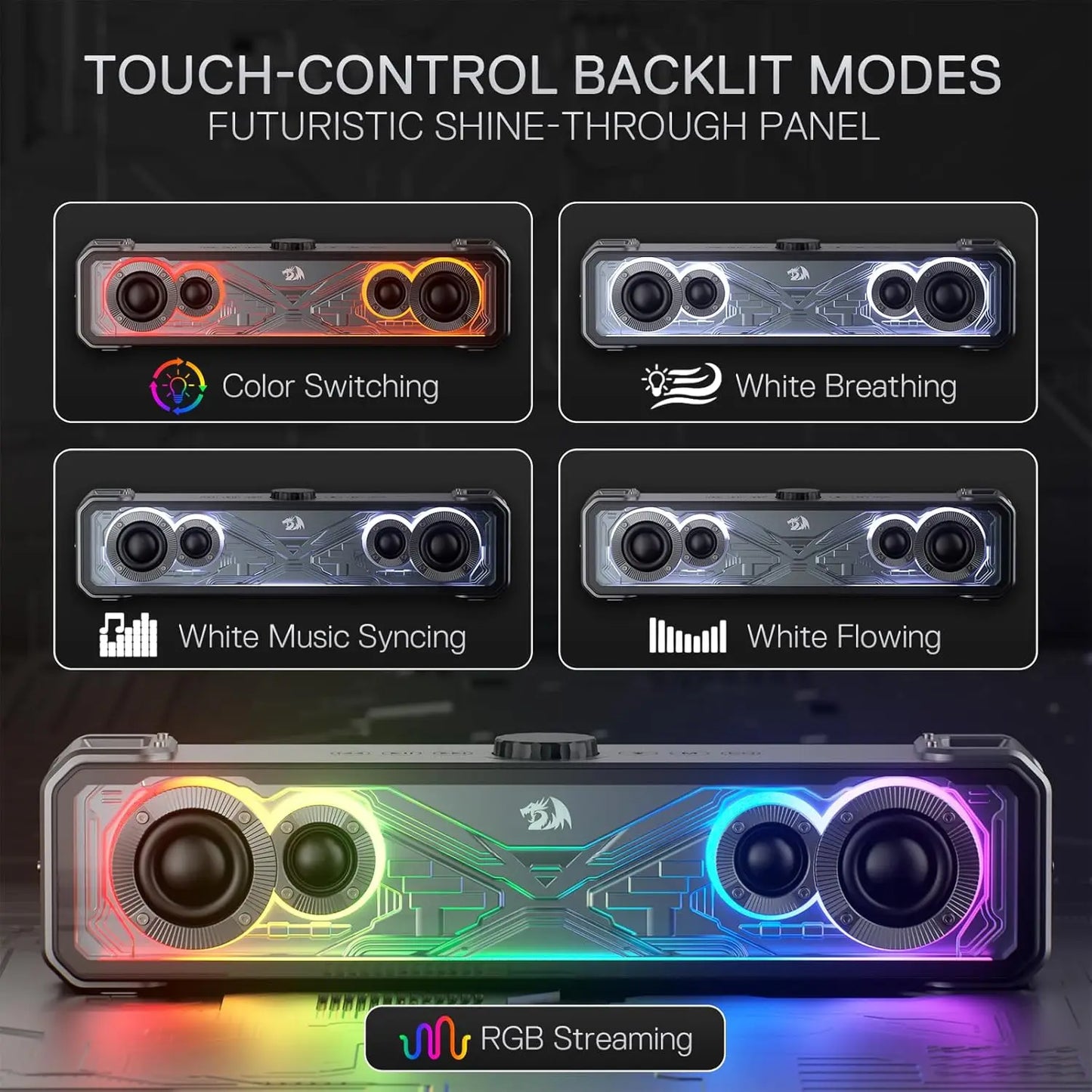 Redragon GS817 RGB 2.0 Channel Stereo Bluetooth Desktop Speakers