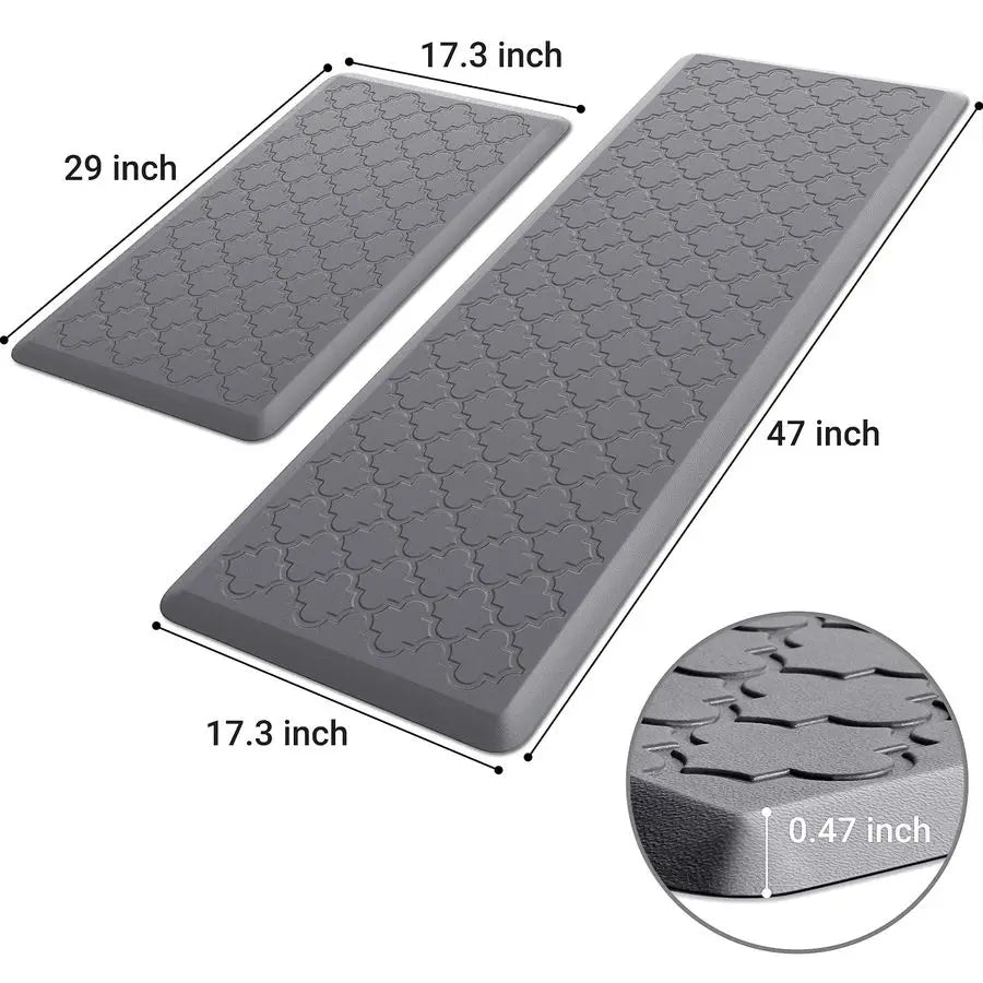 2 Pack Cushioned Anti Fatigue Floor Mats Non Skid Waterproof Kitchen Office