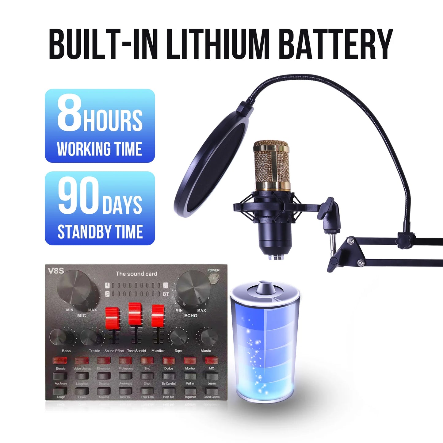 BM-800 Condenser Microphone Kit With Boom Arm And Pop Filter