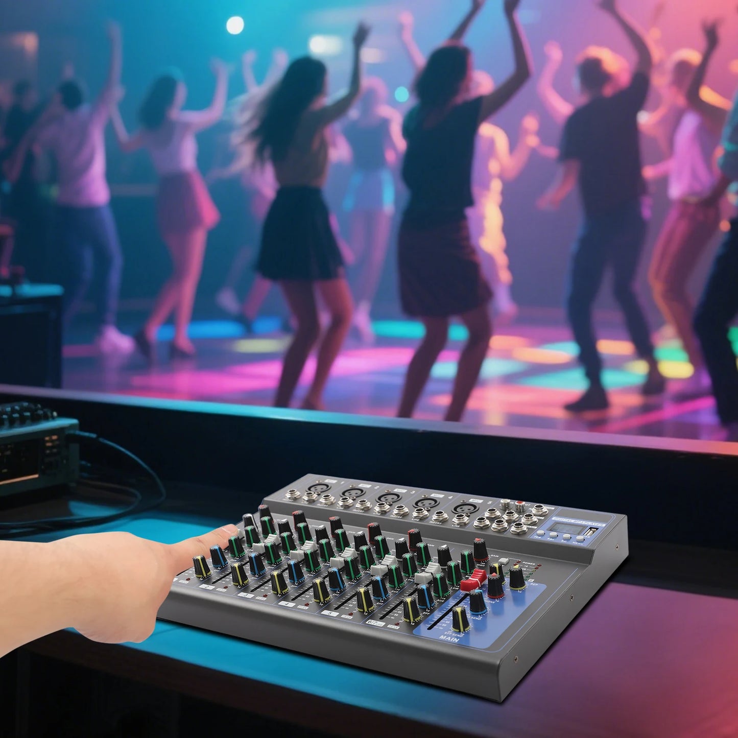Bymaocar 7 Channel Audio Mixer Console For DJ Webcasting Home