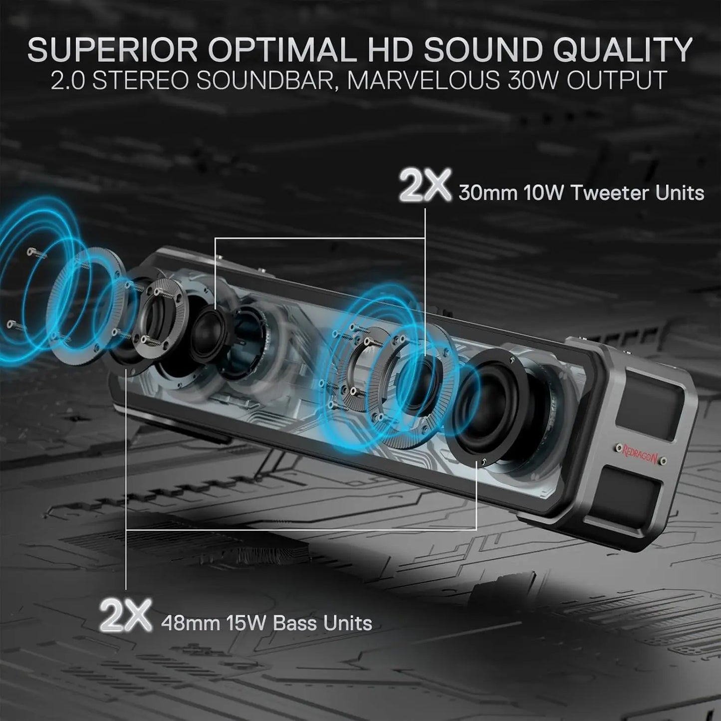 Redragon GS817 RGB 2.0 Channel Stereo Bluetooth Desktop Speakers