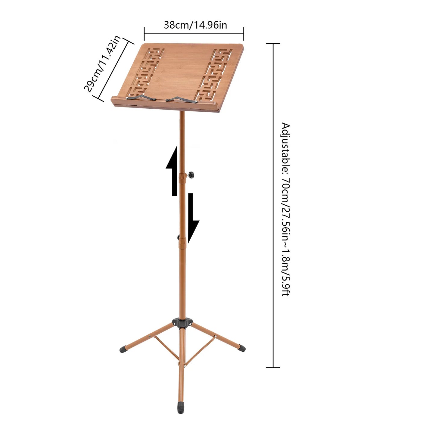 Adjustable Bamboo Music Stand with Tripod for Sheet Music