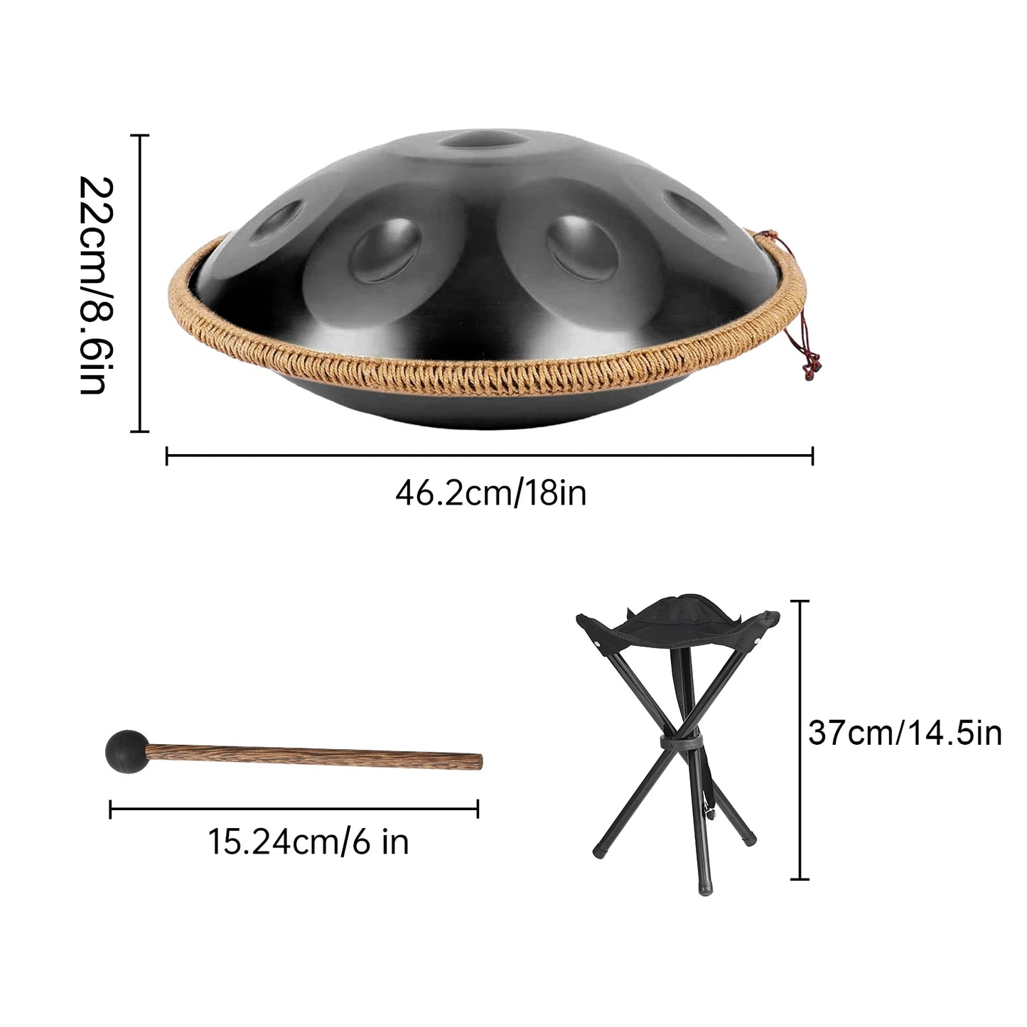 NONEDrum Hand Pan G Minor 9 Notes Portable Meditation Drum