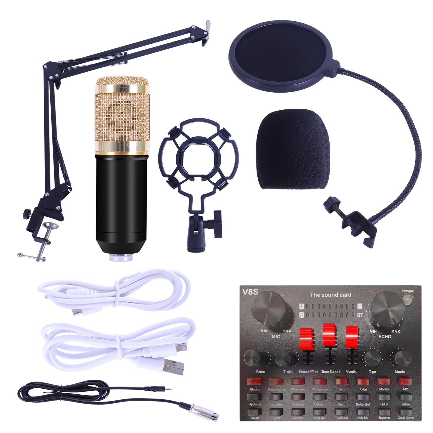 BM-800 Condenser Microphone Kit With Boom Arm And Pop Filter