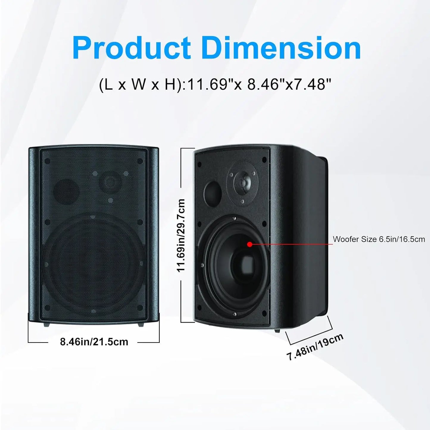 Herdio Two Pack Bluetooth Indoor Outdoor Wall Mount Speakers Waterproof
